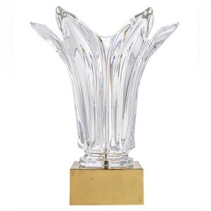 RARE Vtg Cofrac Paris Art Verrier France Sculptural Glass Flower Pedestal Lamp